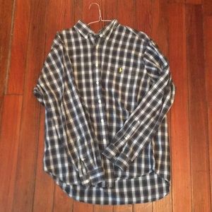 Size XL dark blue and white polo button down